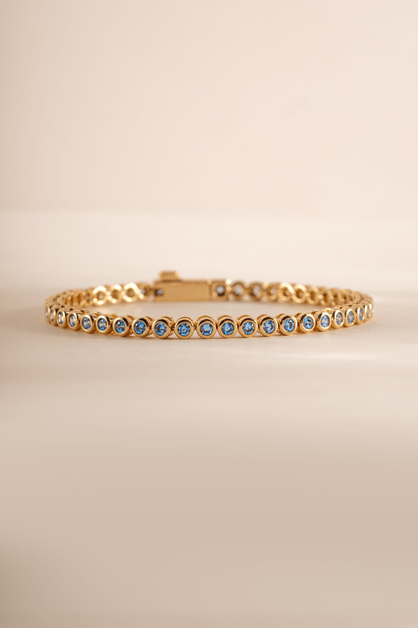 Aquamarine Bezel Tennis Bracelet