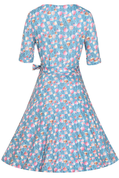 Matilda Hot Air Balloon Wrap Dress In Blue