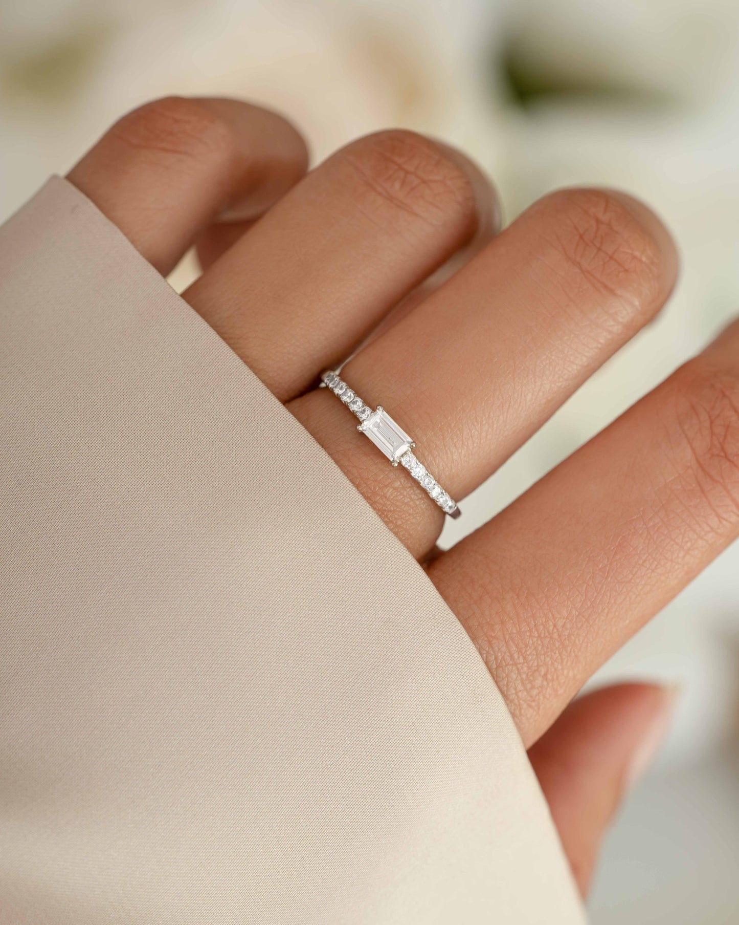 Baguette & CZ Stacking Ring