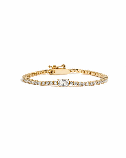 Tennis Bracelet with Baguette Charm