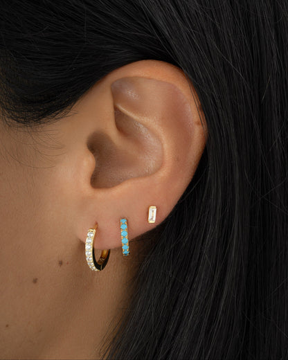White CZ Baguette Stud Earrings