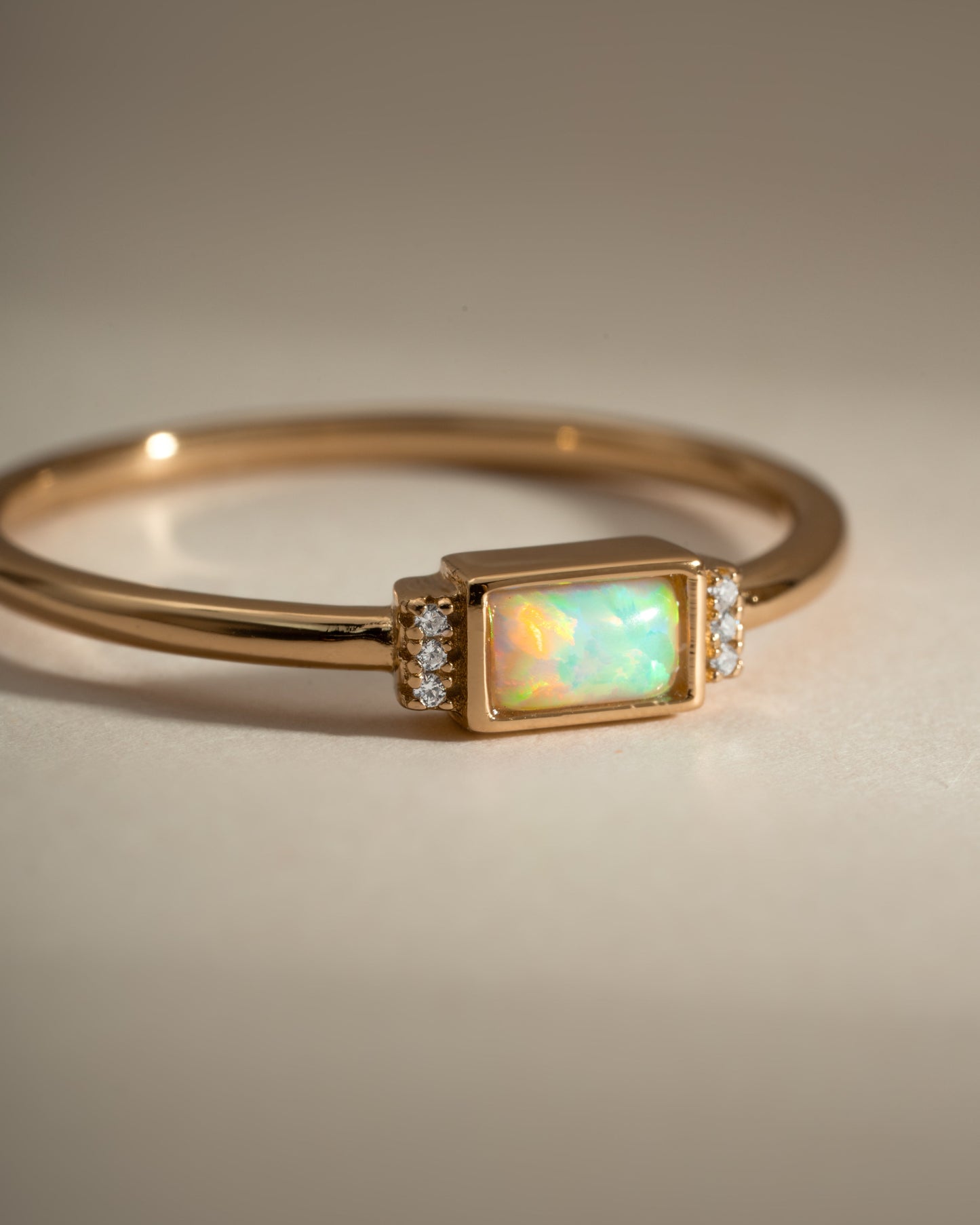 Bezel Baguette Opal Ring