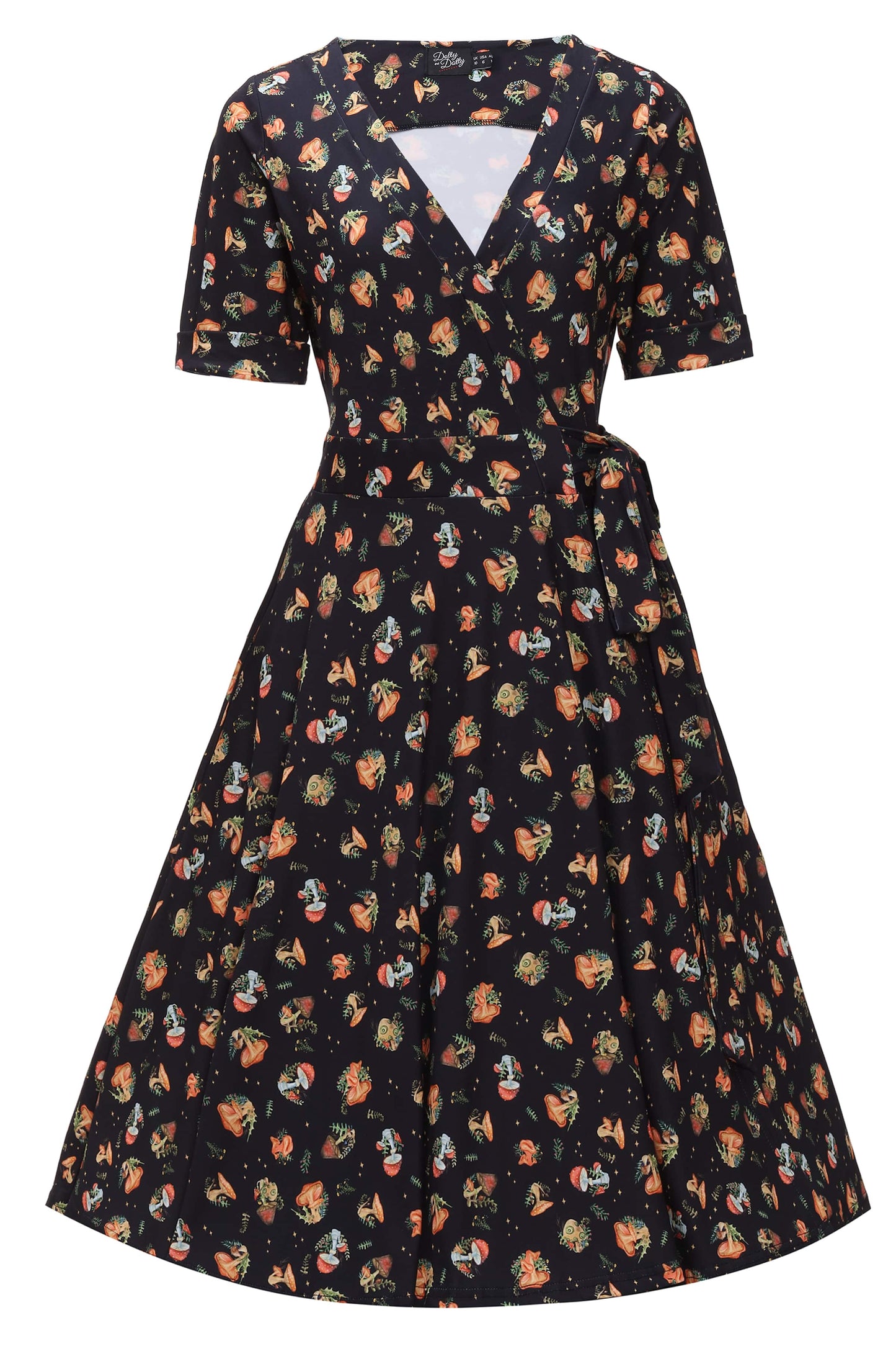 Matilda Black Mushroom Wrap Dress