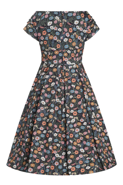 Lily Black Wildflower Off Shoulder Dress