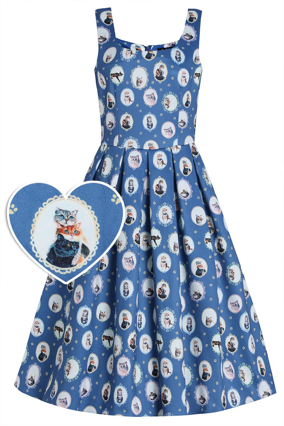 Amanda Blue Cat In The Mirror Swing Dress