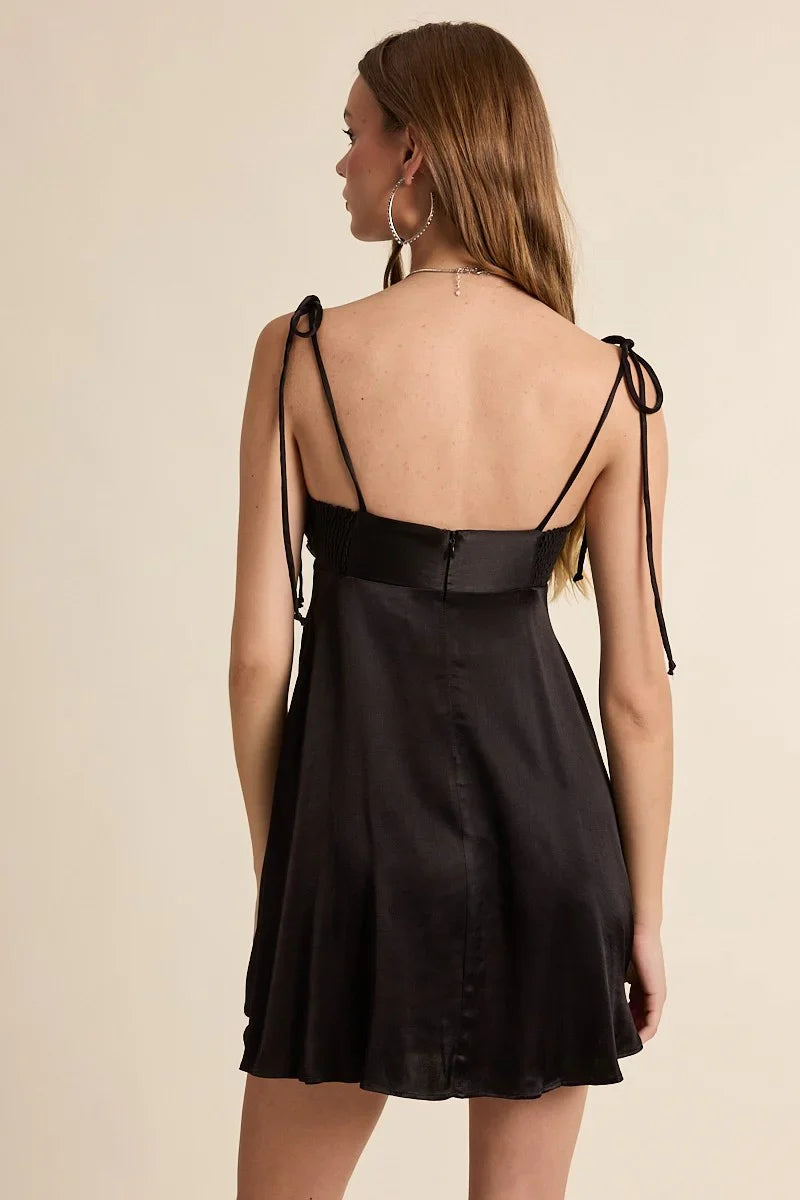 Dilan Tie Strap Satin Mini Dress