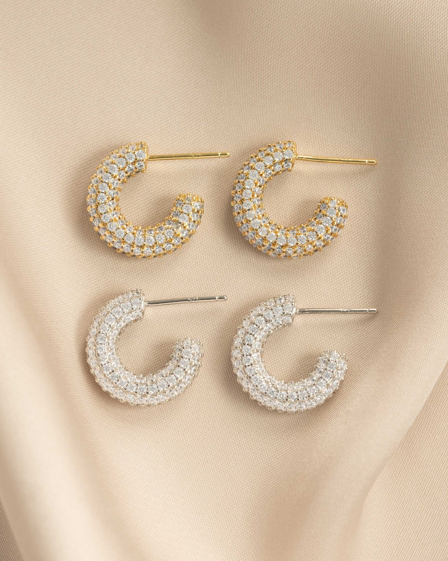 Chunky Pavé Hoop Earrings