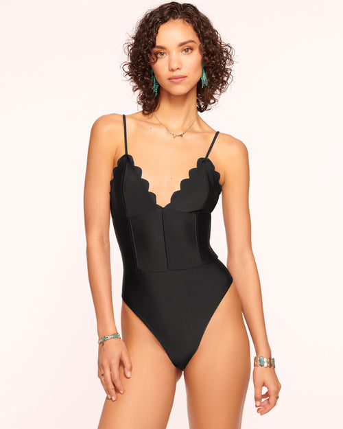 Mikayla Scalloped One Piece Swimsuit | BLACK