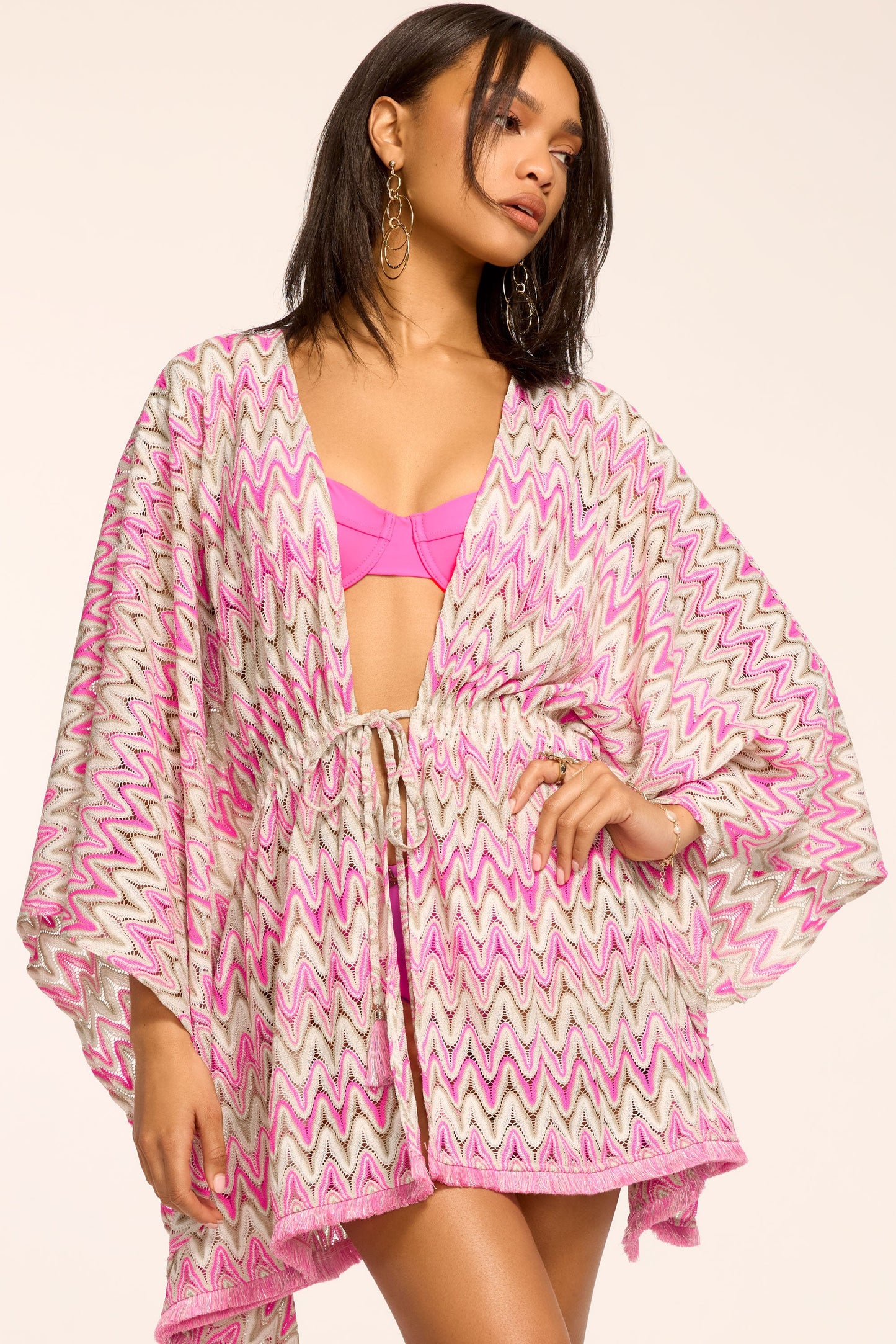 Mckala Chevron Knit Mini Coverup Dress