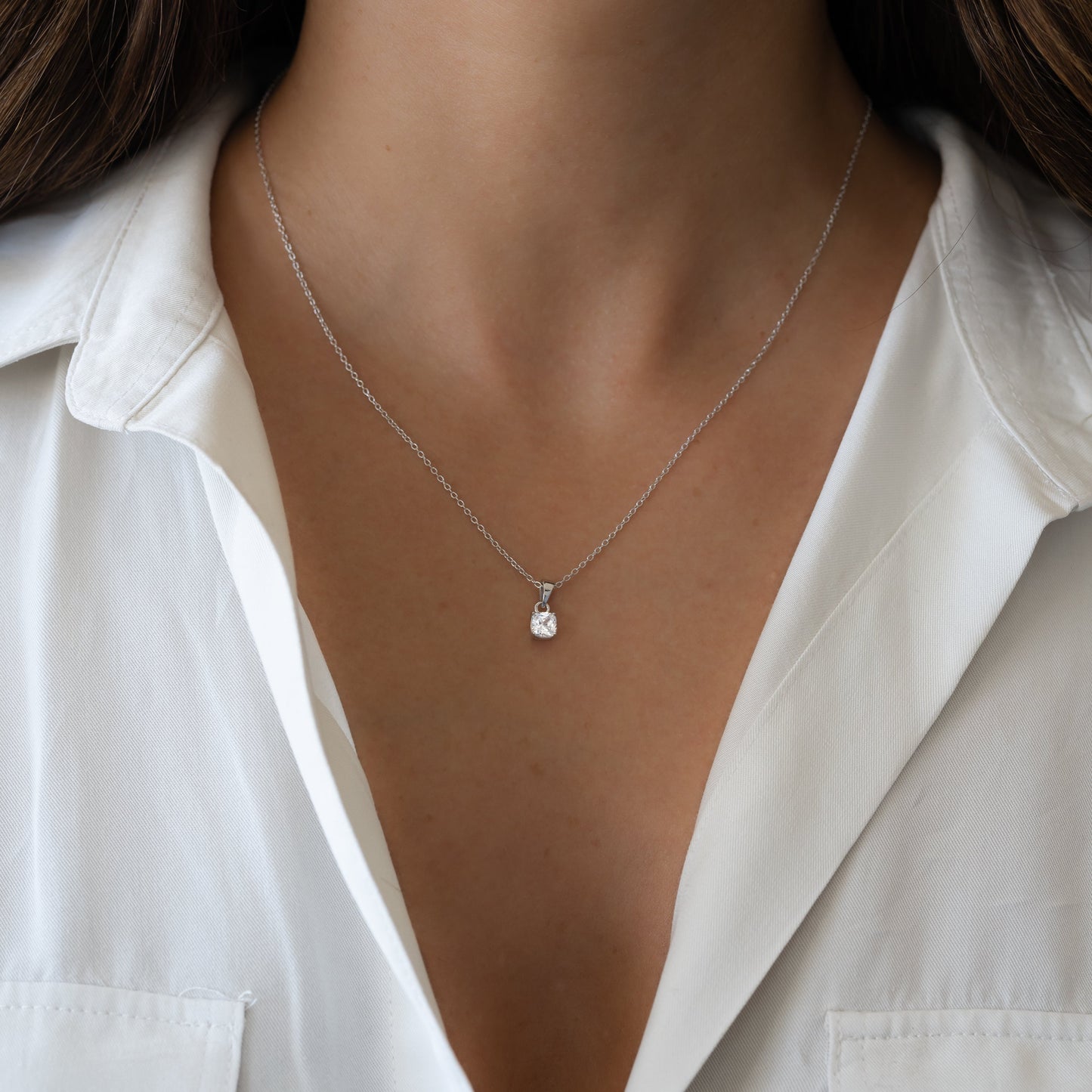 Cushion Diamond Necklace