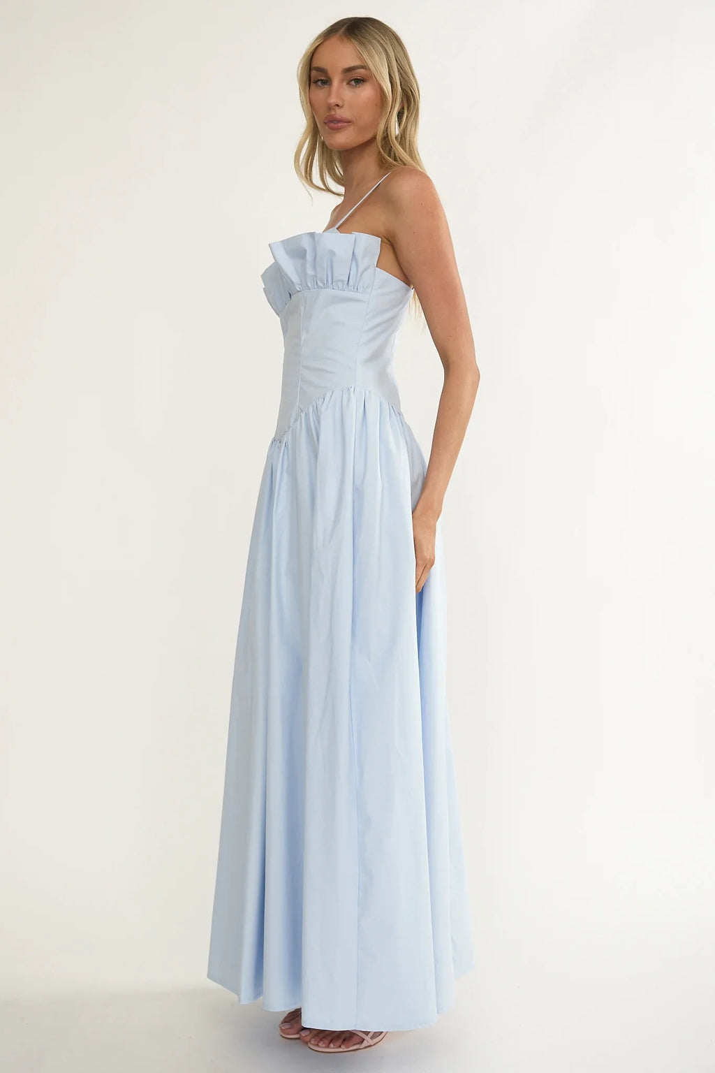 Pailin Frill Bust Maxi Dress Blue