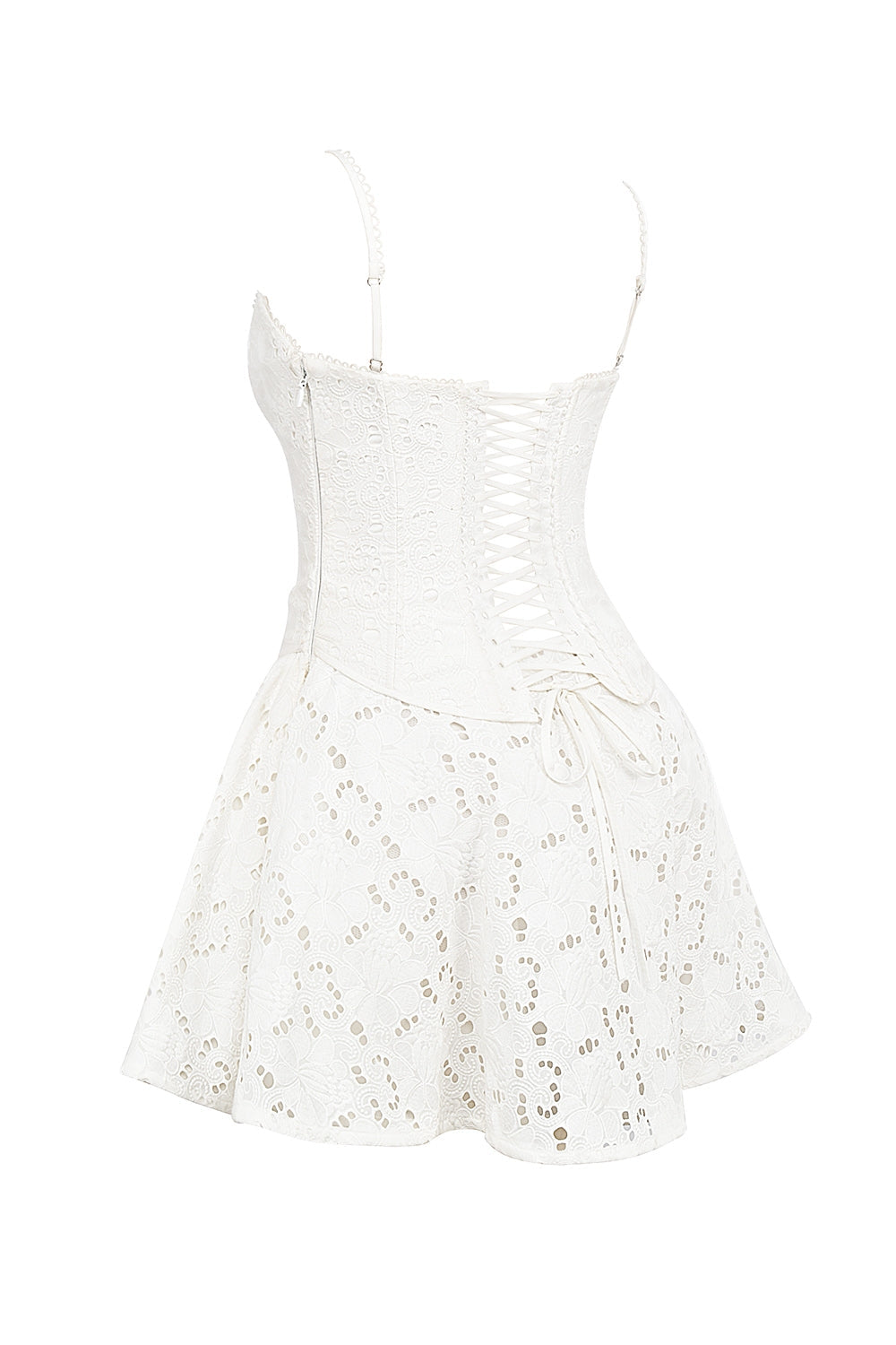 white broderie anglais mini dress