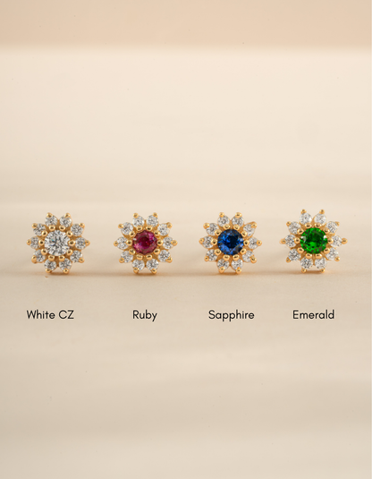 Ruby Dainty Flower Studs