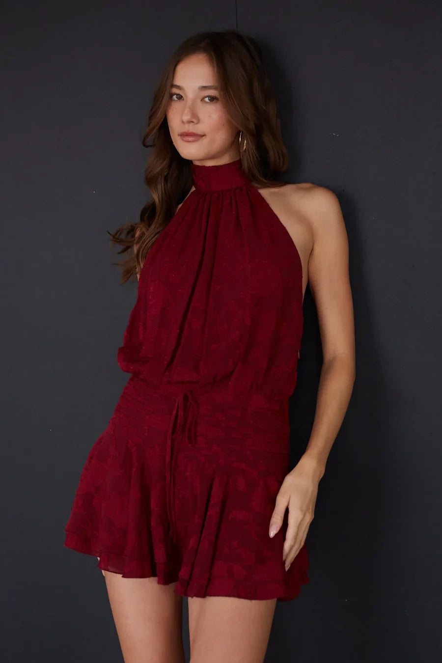 Yaz Textured Mini Dress Romper