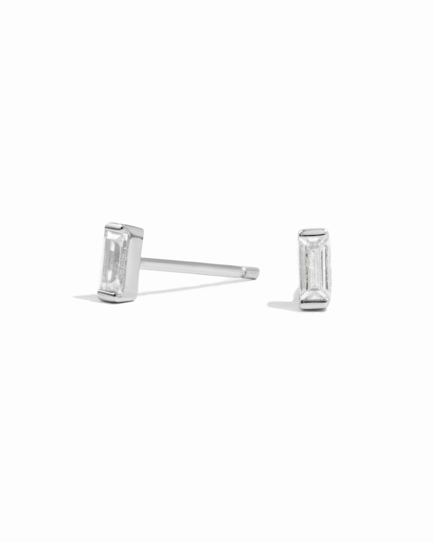 White CZ Baguette Stud Earrings