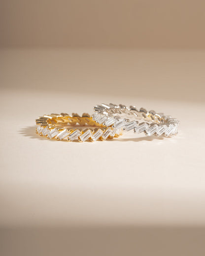 Slanted White CZ Baguette Ring
