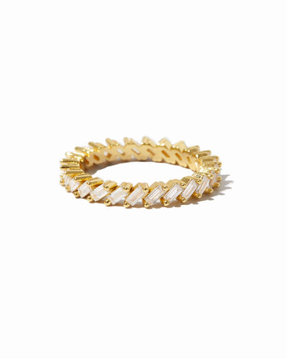 Slanted White CZ Baguette Ring