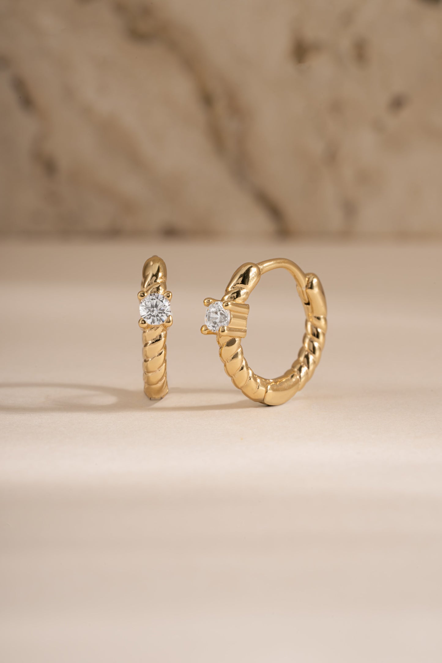 Diamond Spiral Huggie Hoops