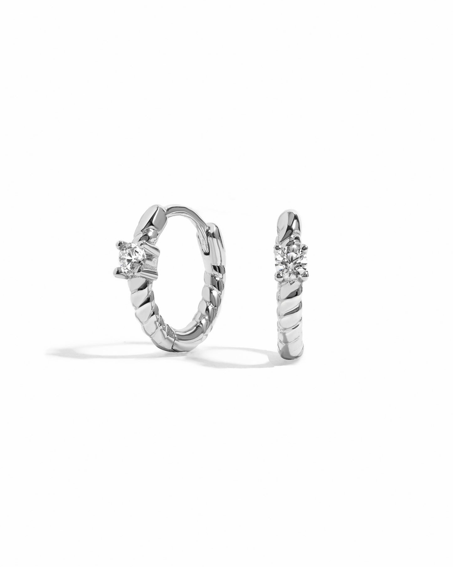 Diamond Spiral Huggie Hoops