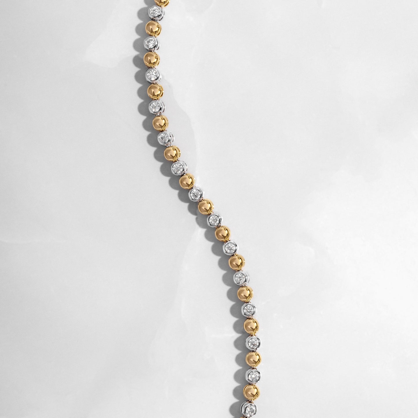 Mixed Metal Bead & Bezel Tennis Bracelet