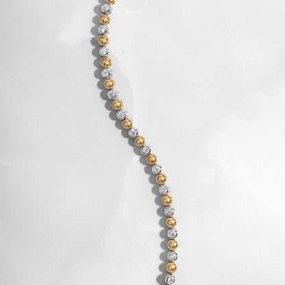 Mixed Metal Bead & Bezel Tennis Bracelet