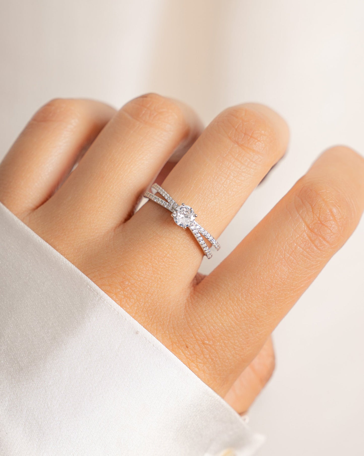 Double Shank Diamond Ring