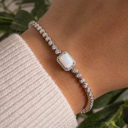 Silver Opal Baguette Tennis Bracelet