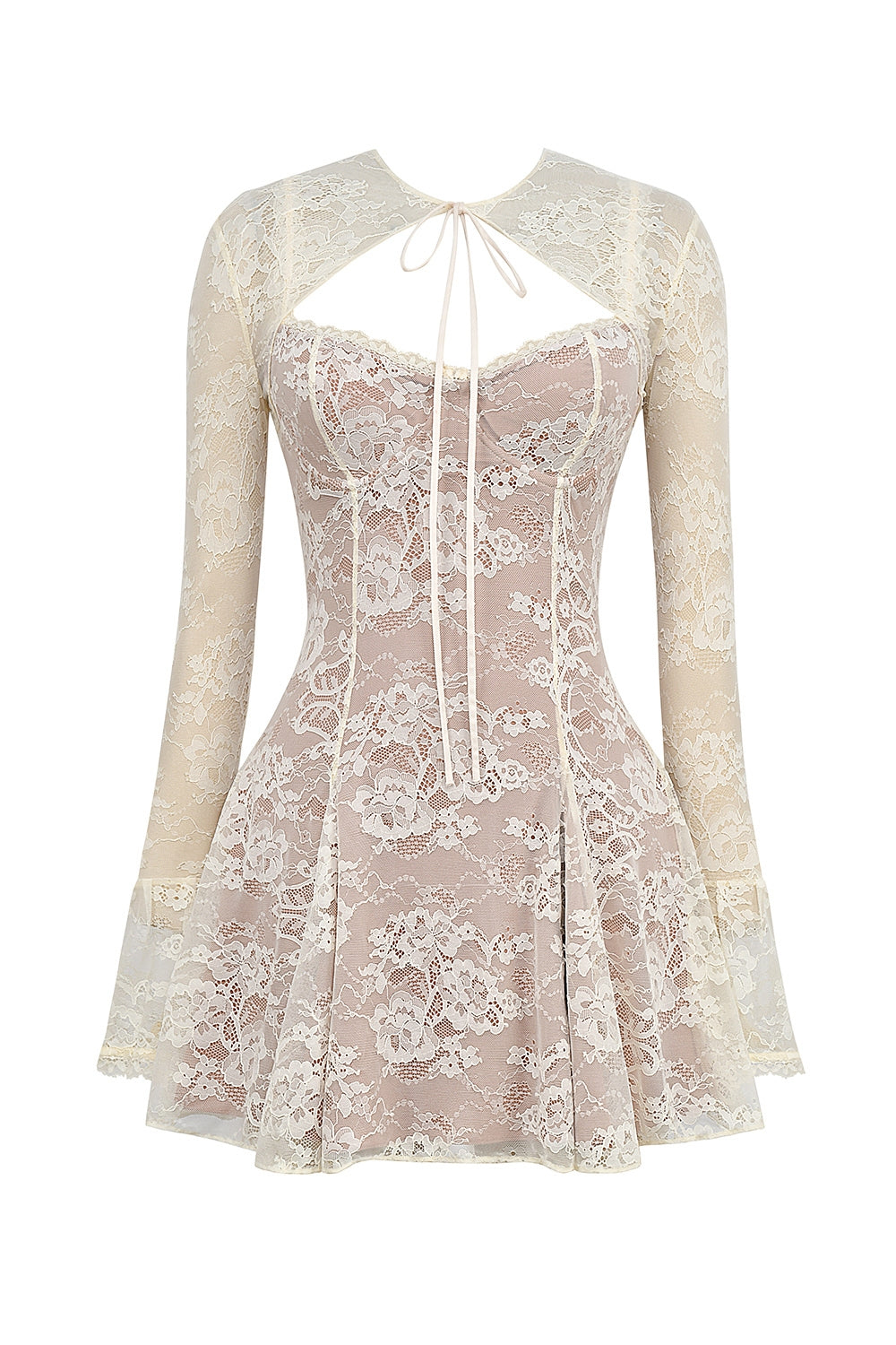 vintage cream lace mini dress