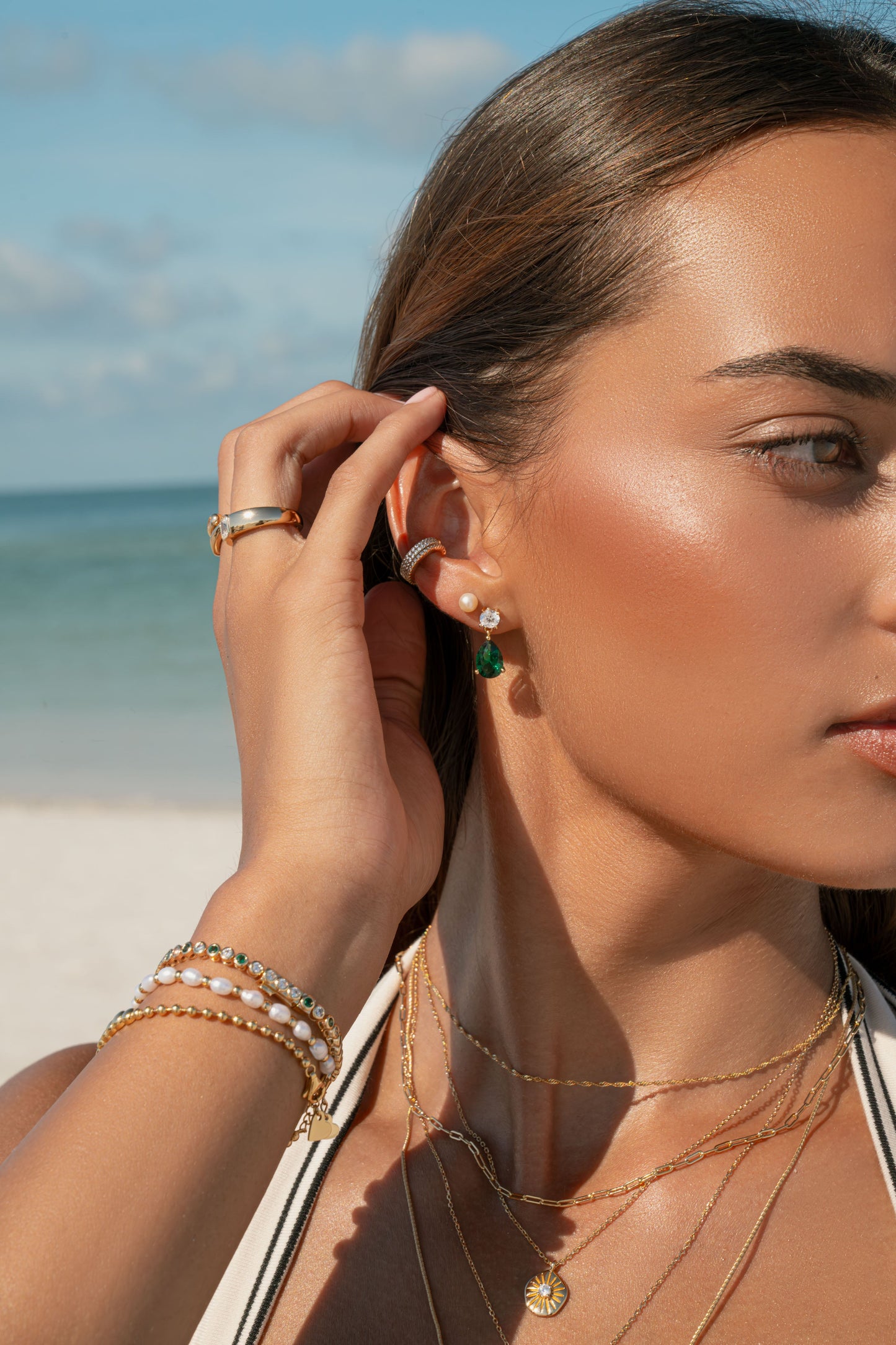 Camille Emerald Pear Drop Earrings