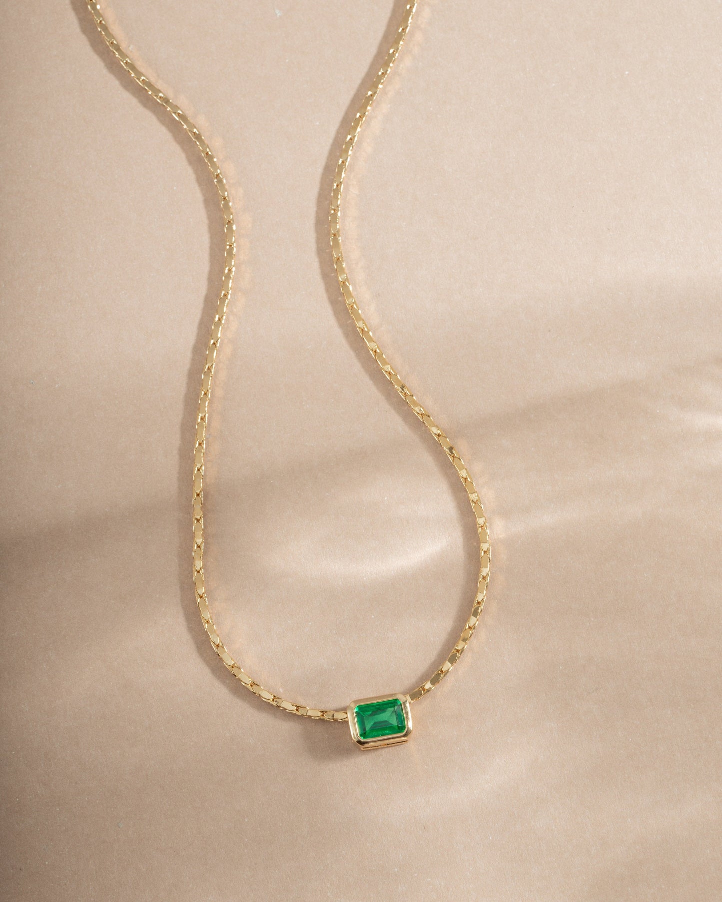 Emerald Baguette Bezel Statement Necklace