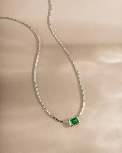 Emerald Baguette Bezel Statement Necklace