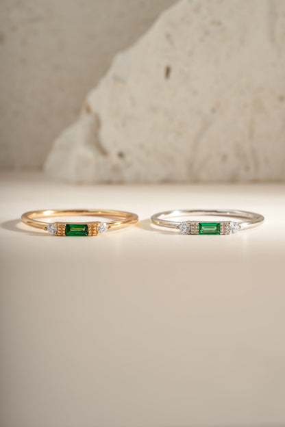Emerald Baguette Ring
