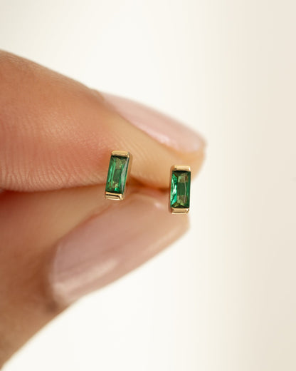 Emerald Baguette Stud Earrings