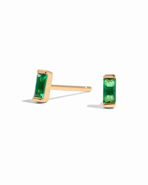 Emerald Baguette Stud Earrings