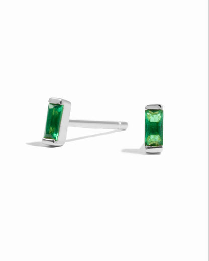 Emerald Baguette Stud Earrings