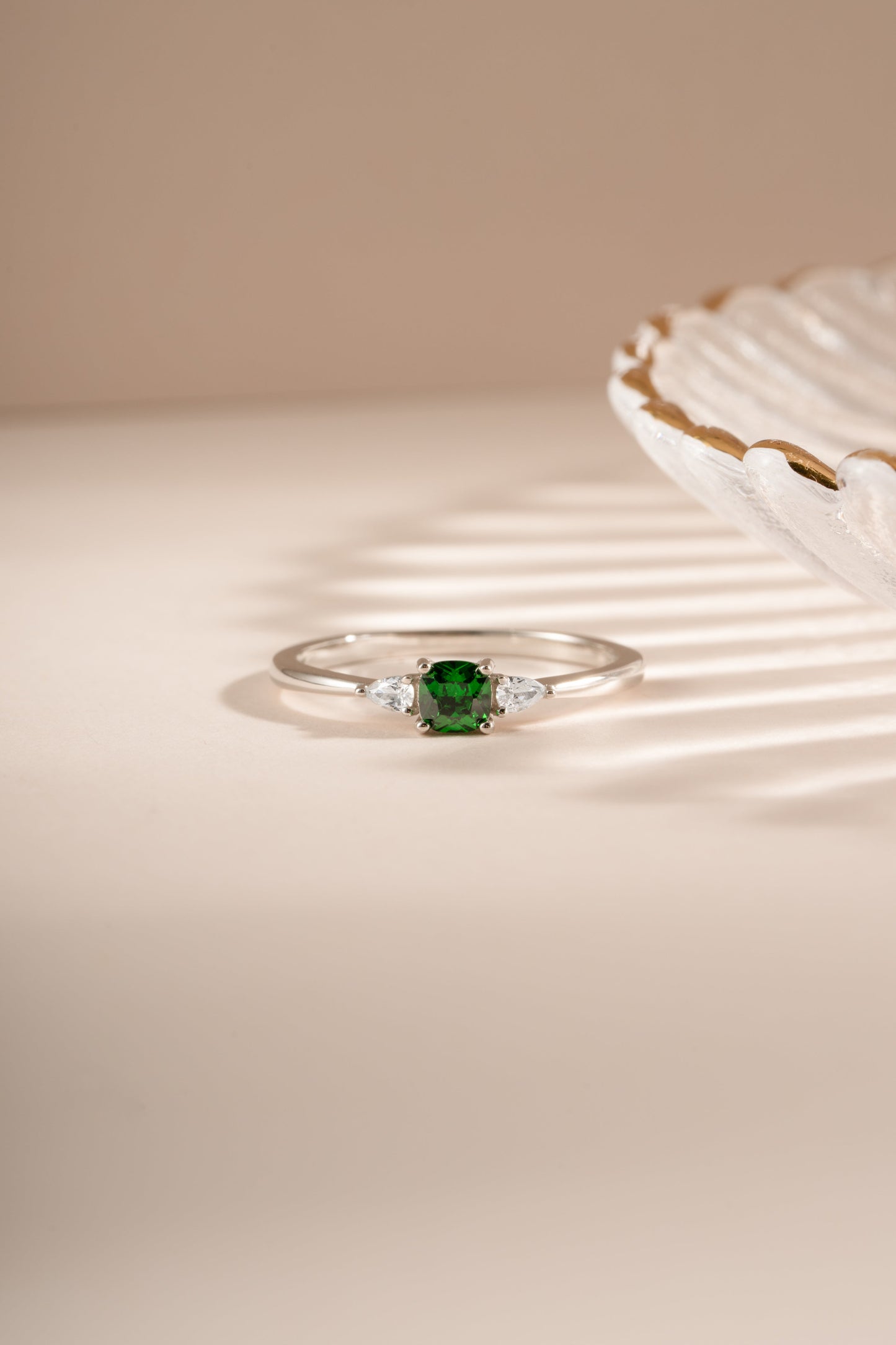 Emerald Cushion Ring