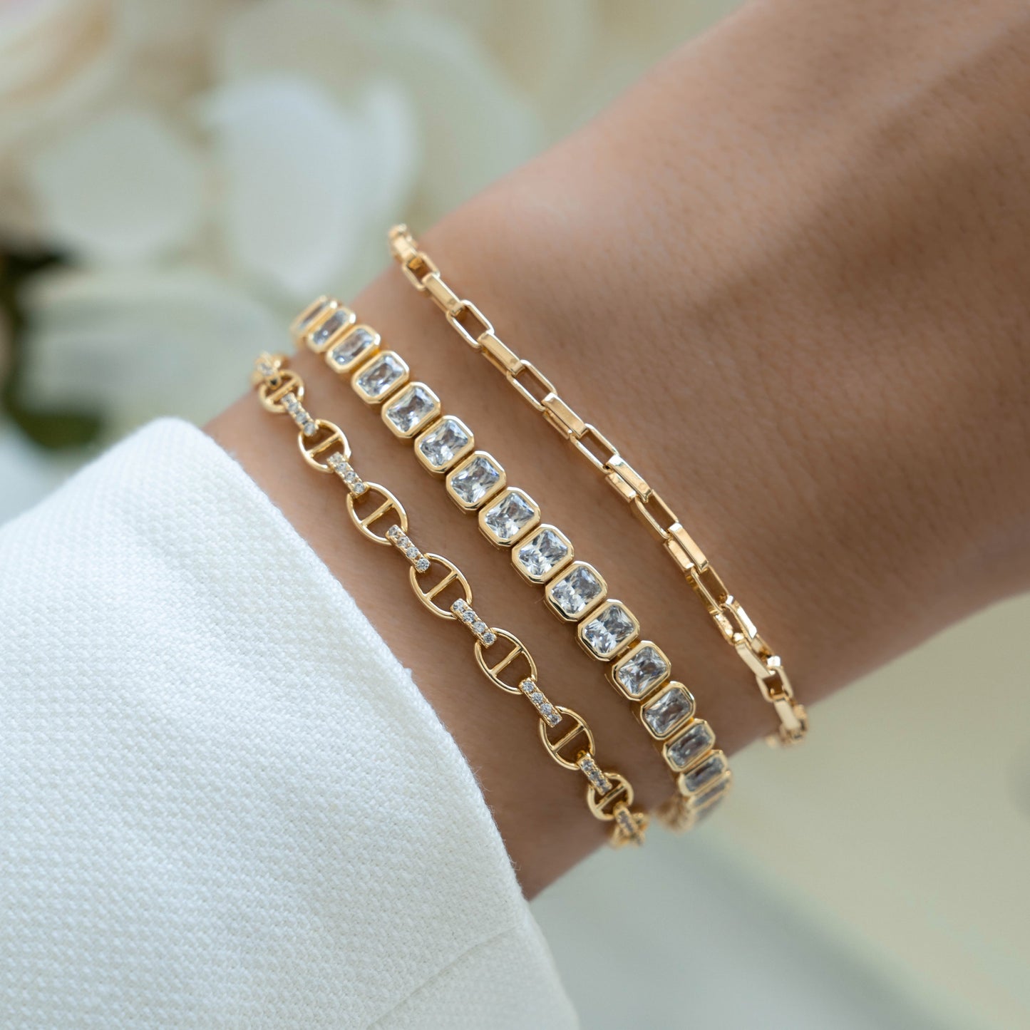 Emerald-Cut Bezel Tennis Bracelet