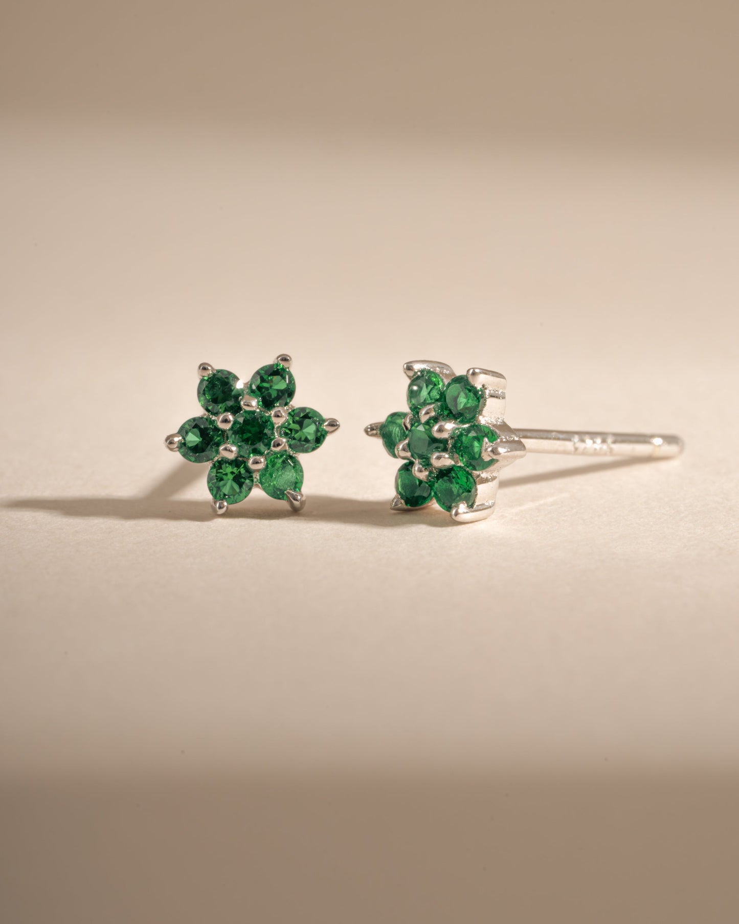 Emerald Flower Studs