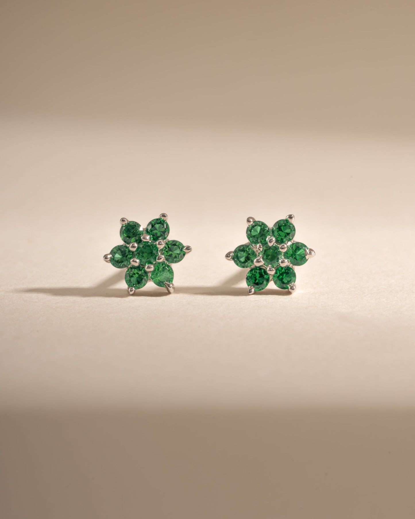 Emerald Flower Studs