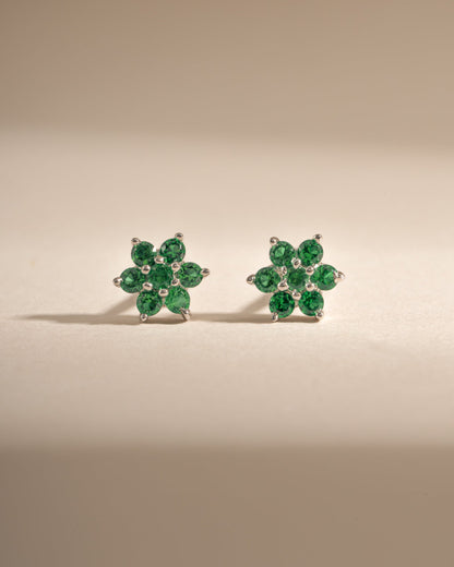 Emerald Flower Studs