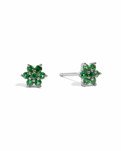 Emerald Flower Studs