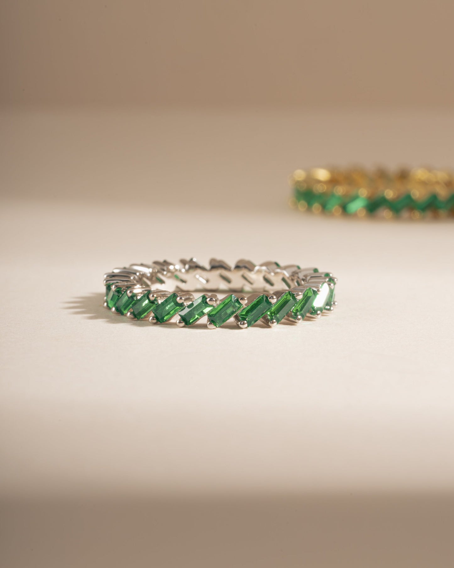 Slanted Emerald Baguette Ring