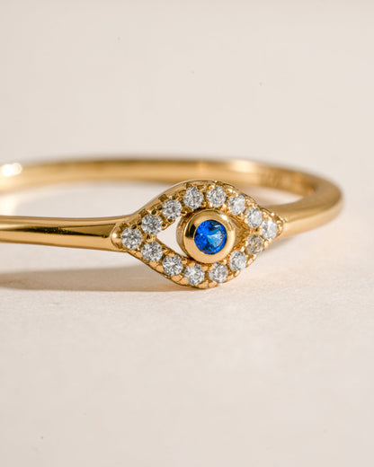 Tiny Blue Evil Eye Ring