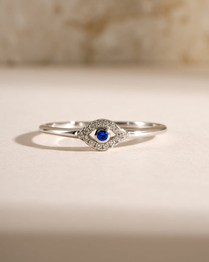 Tiny Blue Evil Eye Ring