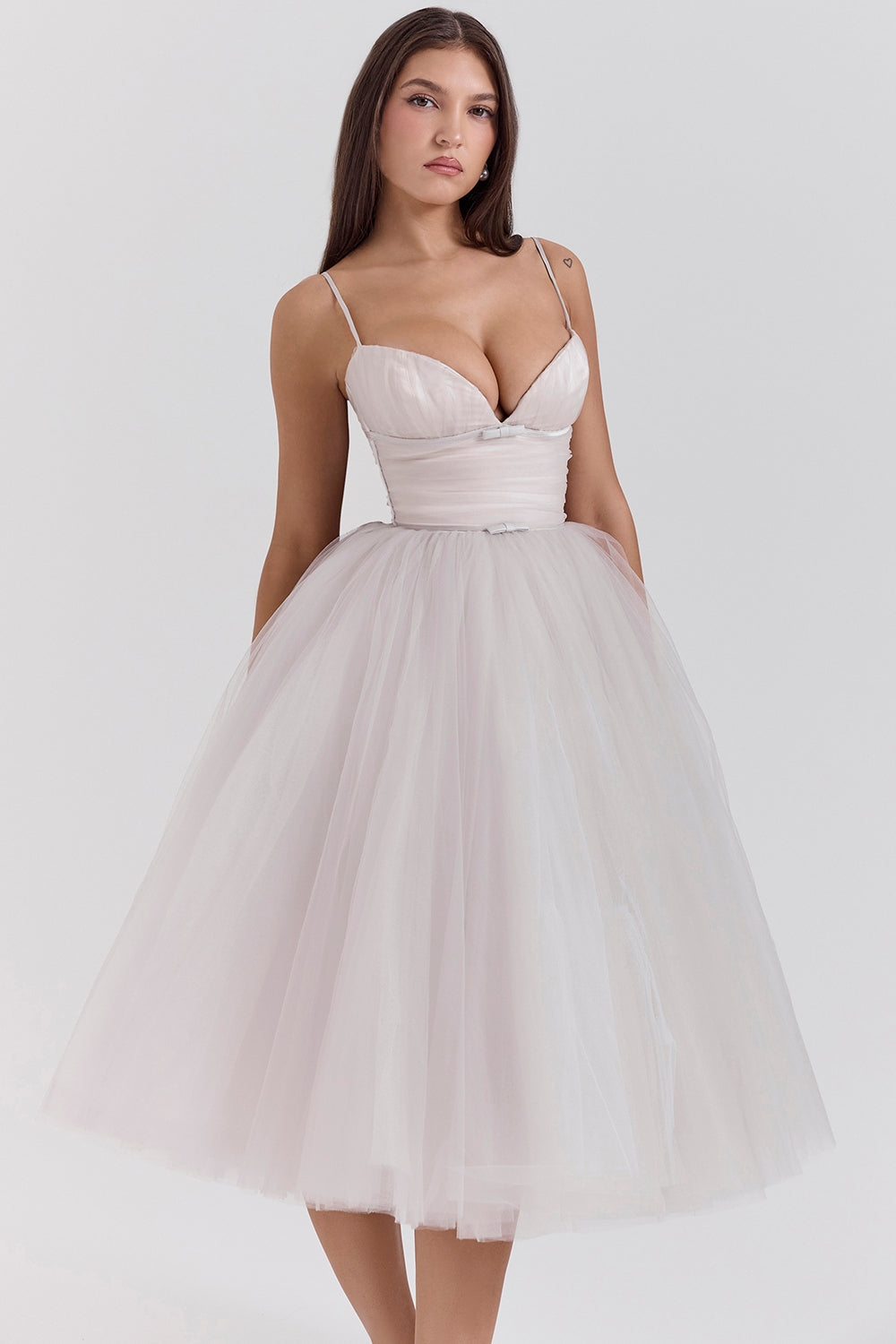 french dove tulle midi dress - sale