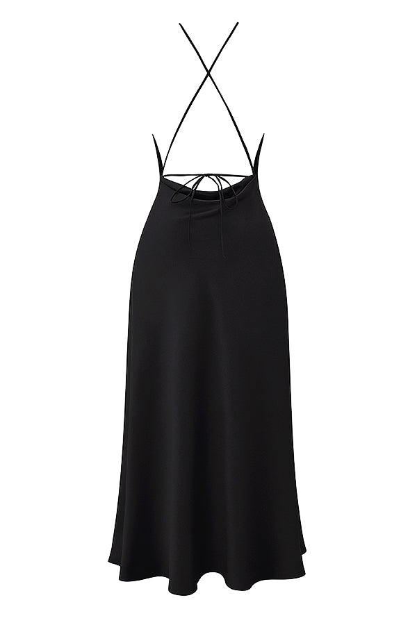 black thigh slit maxi dress