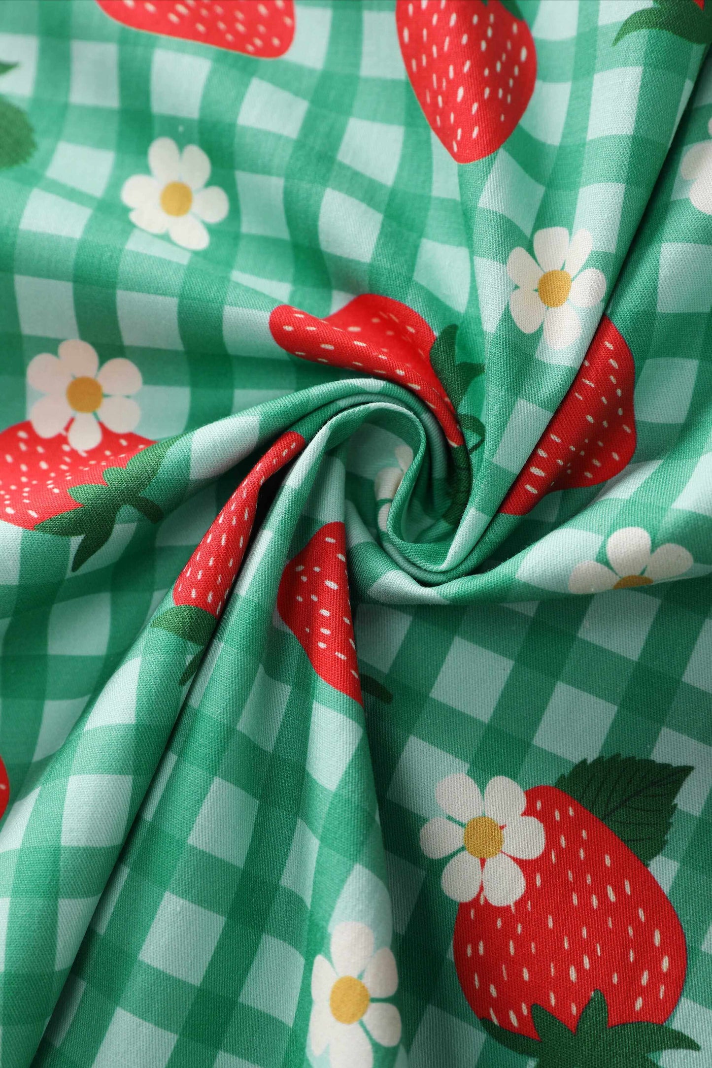 Mabel Strawberry Gingham Midi Shirt Dress