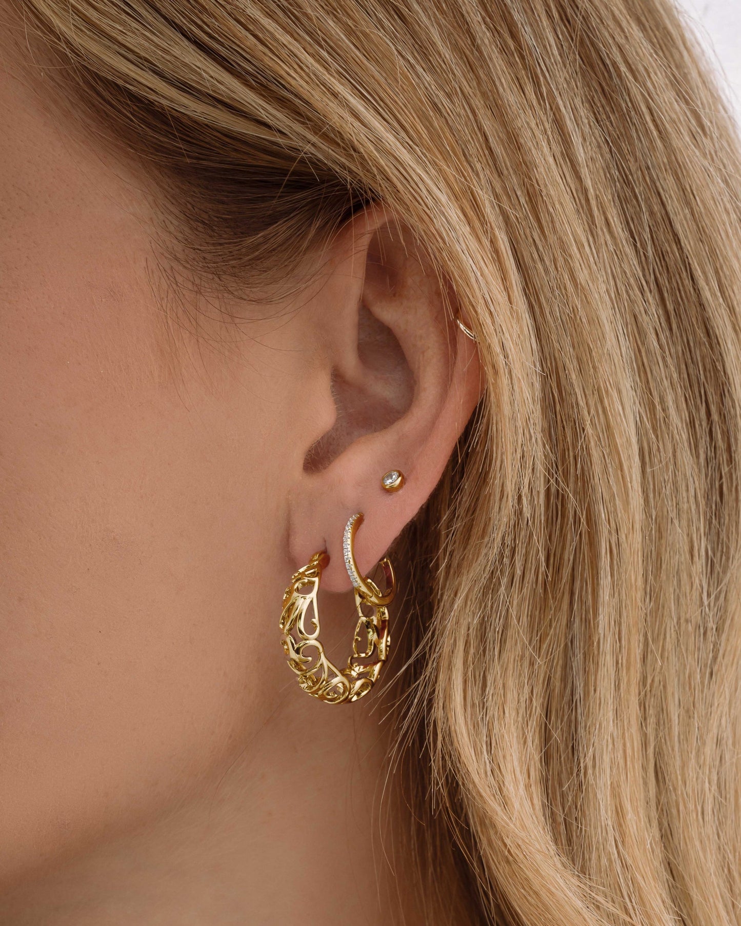 Filigree Tapered Hoops