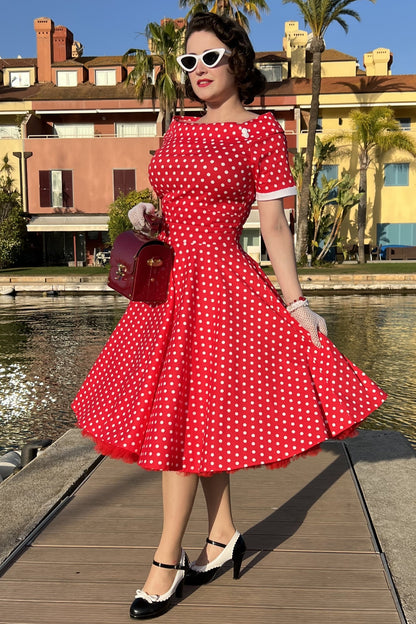 Darlene Full Circle Red Polka Dot Swing Dress