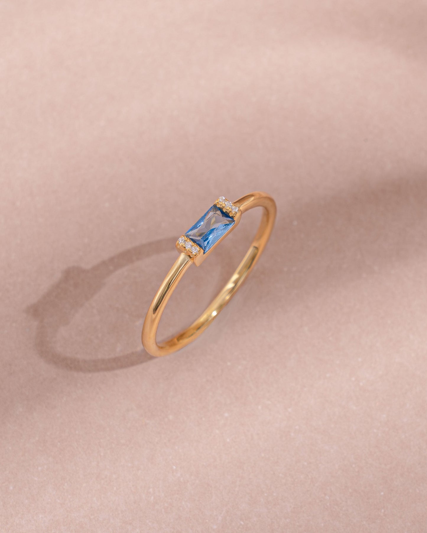 Aquamarine Simple Baguette Ring